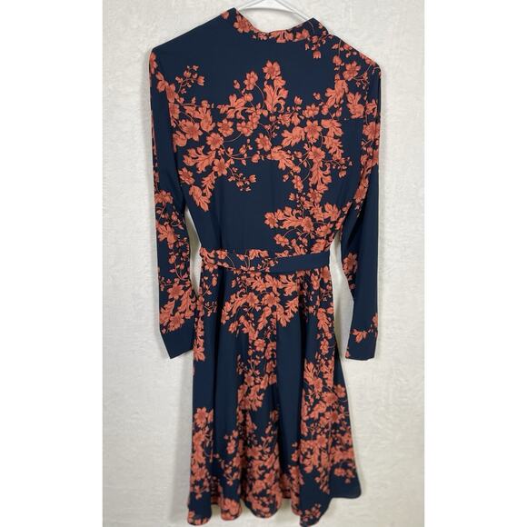 NANETTE Nanette Lepore Dress Women’s Size 2 Navy Floral Pintuck Fit and Flare - Picture 3 of 12